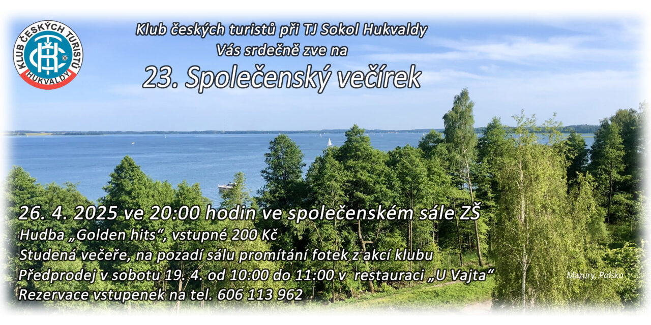 Pozvánka – 23. Společenský večírek 26. dubna 2025